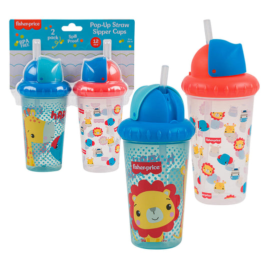 Fisher-Price Pop-Up Straw Sipper Cups, 2-Pack