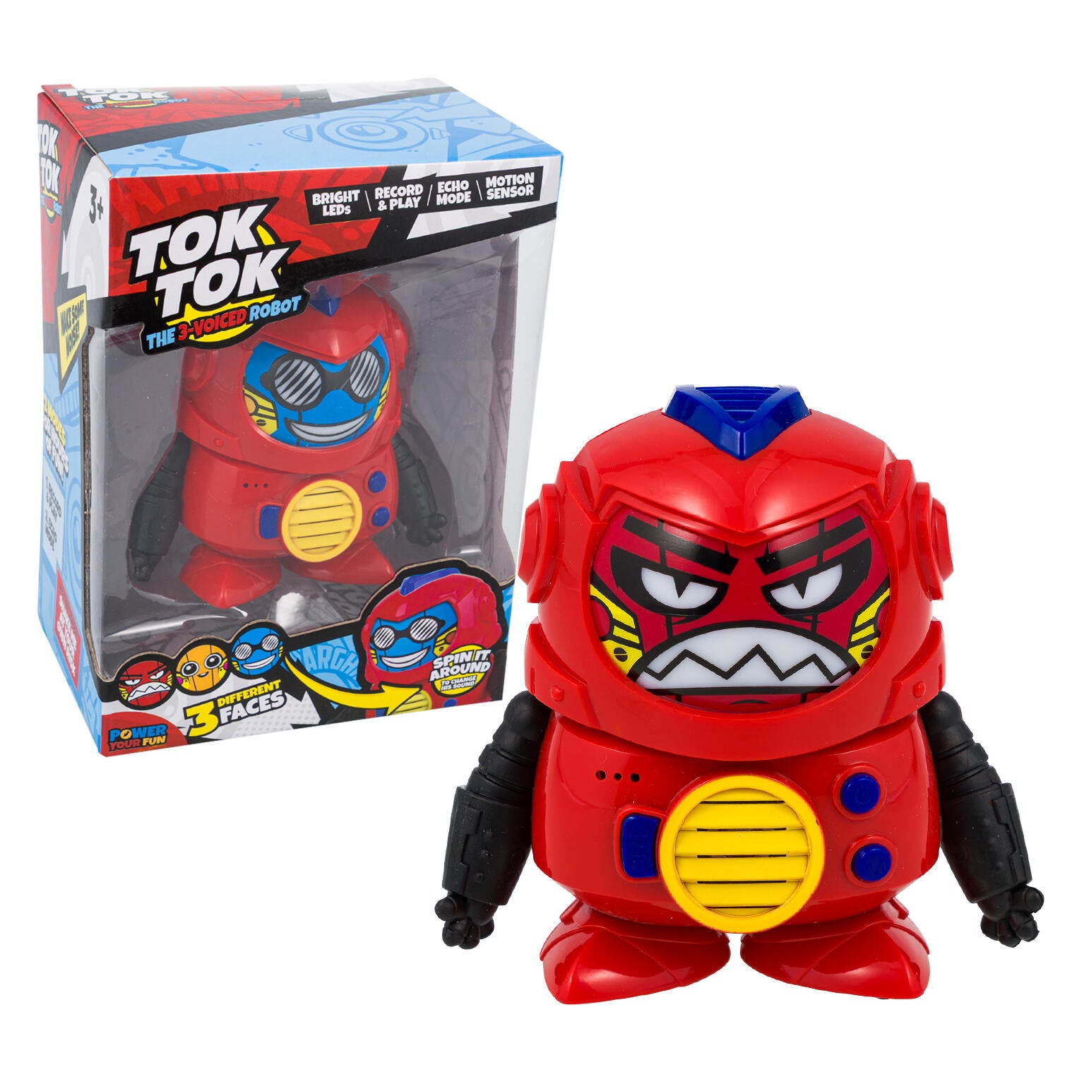 Tok Tok 3-Voiced Robot Toy, Red