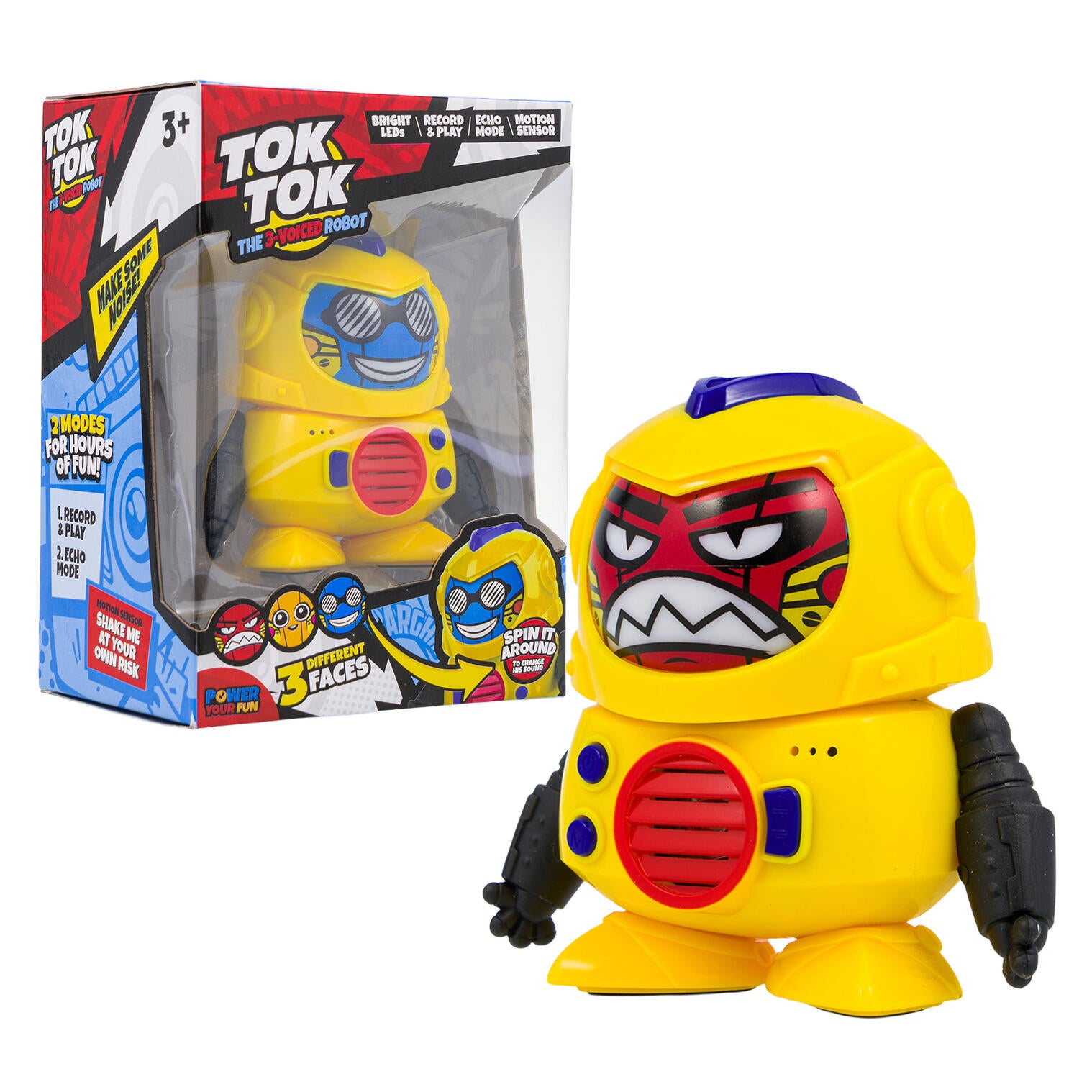 Tok Tok 3-Voiced Robot Toy, Yellow