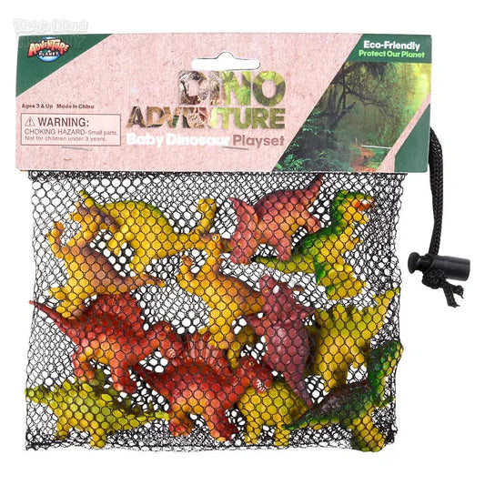 The Toy Network-12 Piece Baby Dinosaur Mesh Bag Play Set-AT-MTBDI-Legacy Toys
