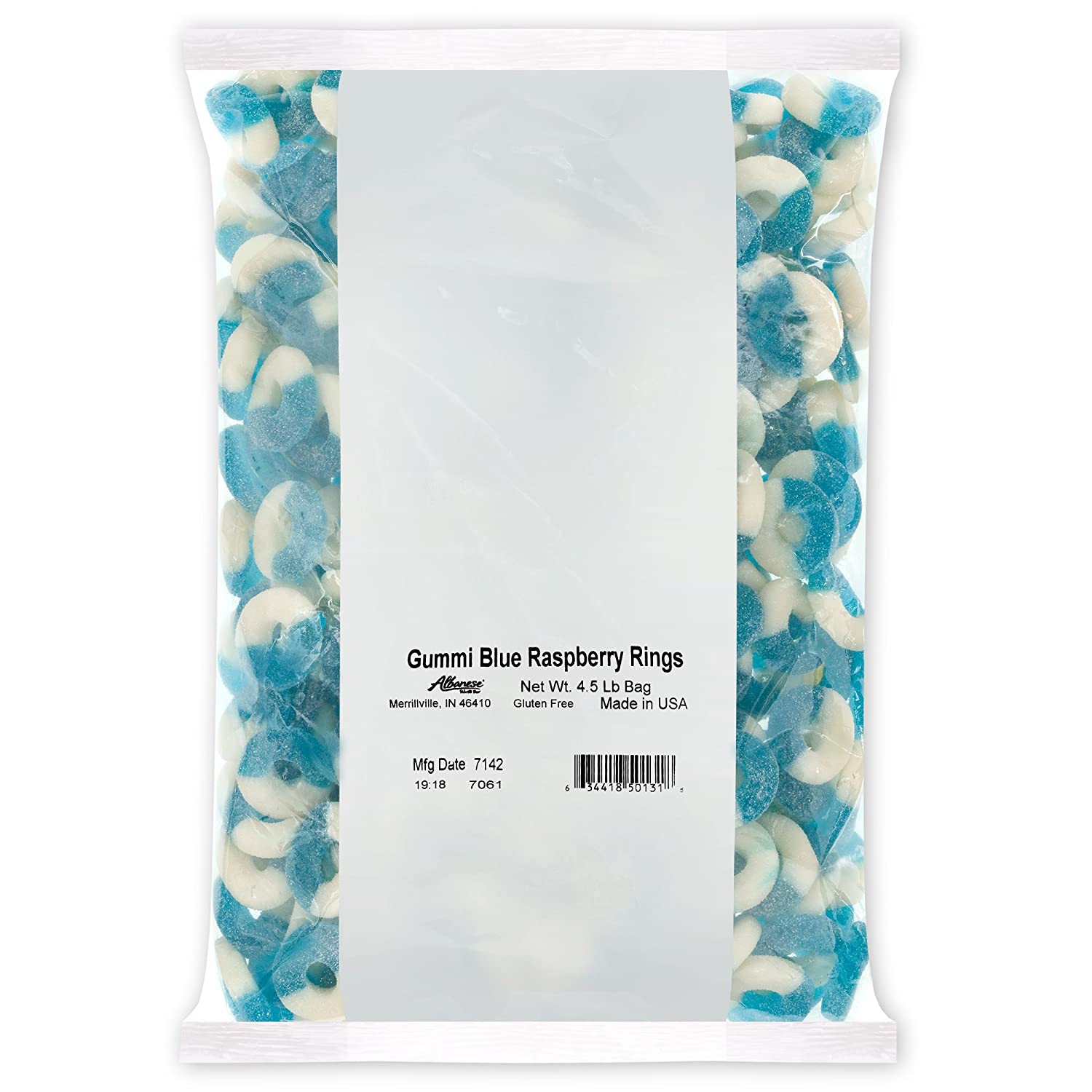 Albanese Confectionery-Gummi Blue Raspberry Rings 4.5 lb. Bag-50131-Legacy Toys