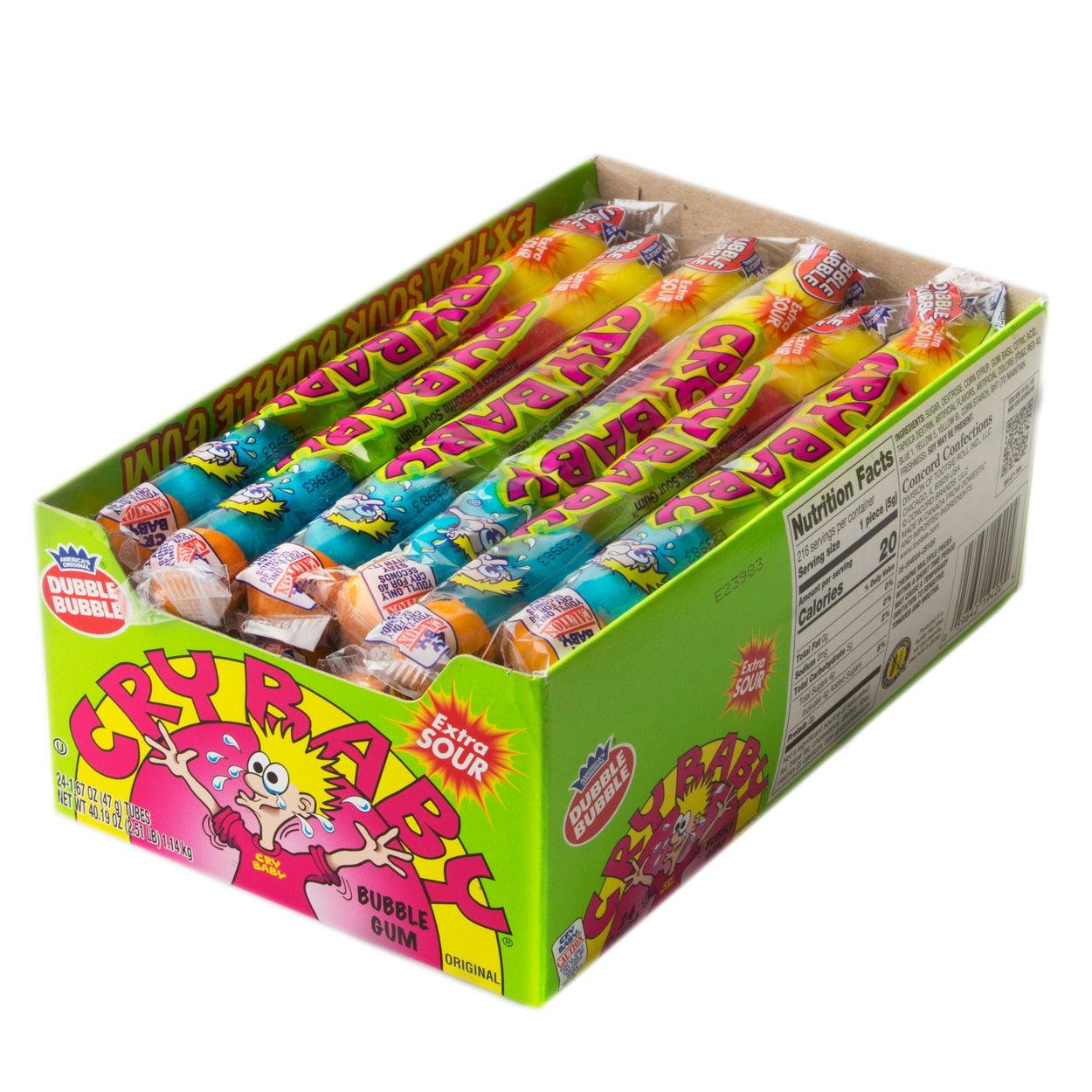 Charms-Cry Baby Bubble Gum 9-Ball Tube-99400-Box of 24-Legacy Toys