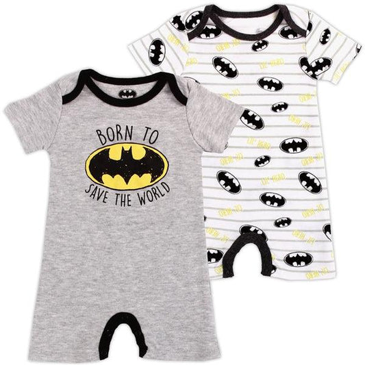 Childrens Apparel-BATMAN Boys Newborn 2-Pack Rompers-WBB798-1-0/3M-Legacy Toys