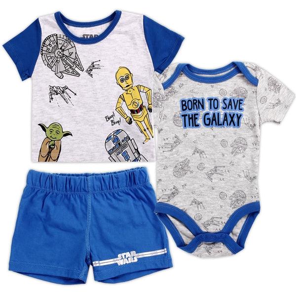 Childrens Apparel-STAR WARS Boys Newborn 3PC Short Set--Legacy Toys