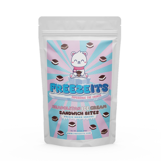 FREEZEITS-FREEZEITS Neapolitan Ice Cream Sandwich Bites 2.4 oz. Bag-FRZ106-Legacy Toys