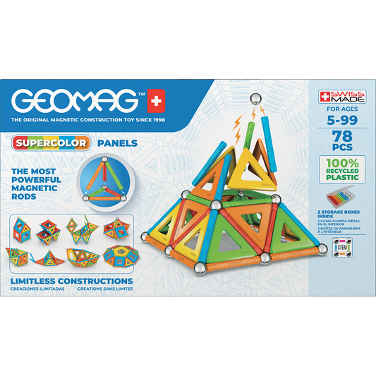 Geomag-Geomag Supercolor Panels Recycled 78 Pieces-379-Legacy Toys