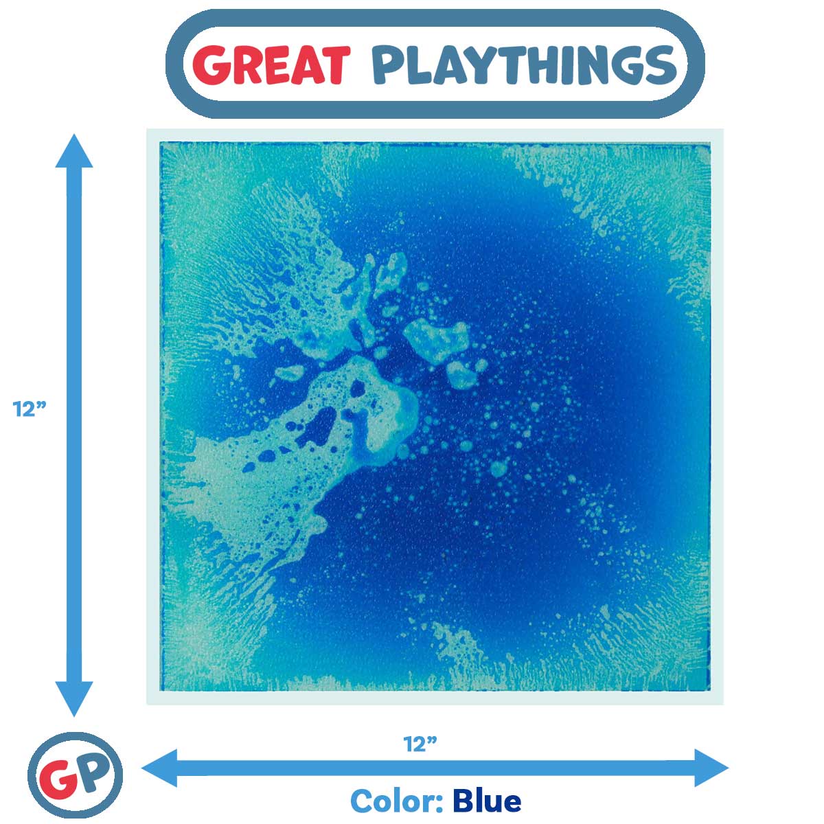 Great Playthings-11.8" Square Liquid Sensory Floor Tile - Box of 6-GP1122-Blue-Legacy Toys