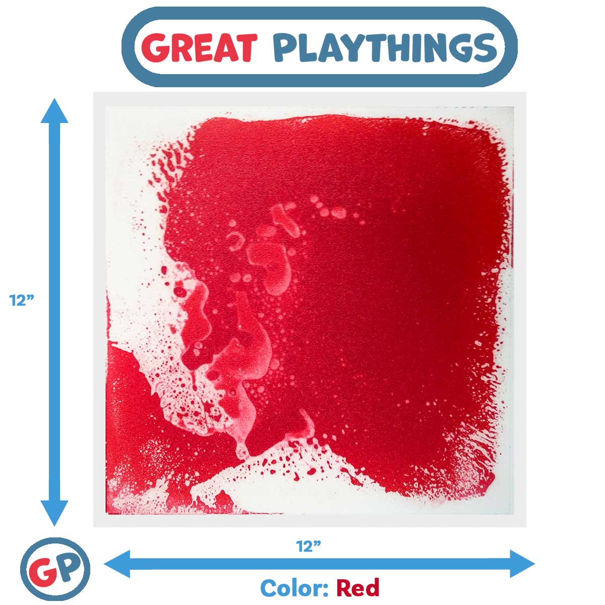 Great Playthings-11.8" Square Liquid Sensory Floor Tile-GP1126-1-Red-Legacy Toys