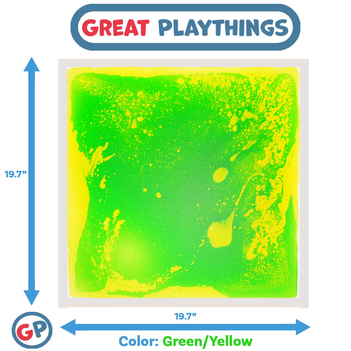 Great Playthings-19.7" Square Liquid Sensory Floor Tile - Box of 6-GP1103-Green/Yellow-Legacy Toys