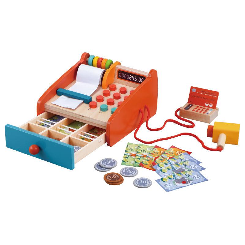 Great Playthings-Wooden Cash Register Playset with Money-PH01G020-Legacy Toys