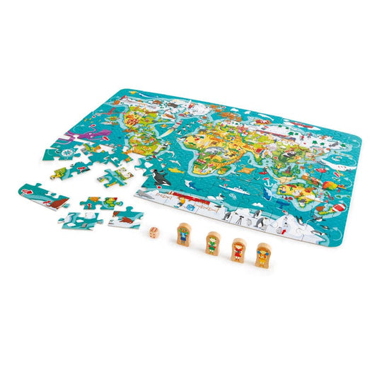 Hape-2-in-1 World Tour Puzzle and Game-E1626-Legacy Toys