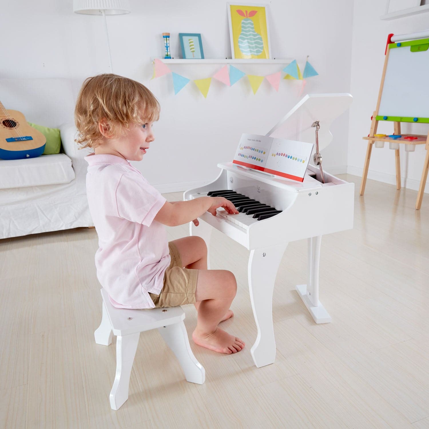 Hape-Deluxe Grand Piano - White-E0338-Legacy Toys