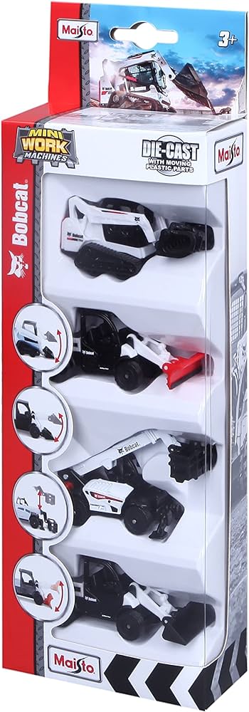 Maisto-1:64 3" Mini Work Machines Bobcat 4 Pack-12435-Legacy Toys