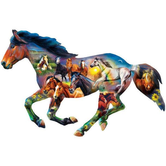 MasterPieces-Contours - Horsing Around - 1000 Piece Shaped Puzzle-72052-Legacy Toys
