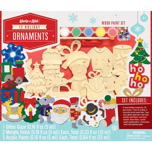 MasterPieces-Holiday Wood Paint Kit - 12pc Ornaments-21912-Legacy Toys