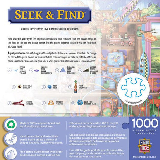 MasterPieces-Seek & Find - Secret Toy Heaven - 1000 Piece Puzzle-72101-Legacy Toys