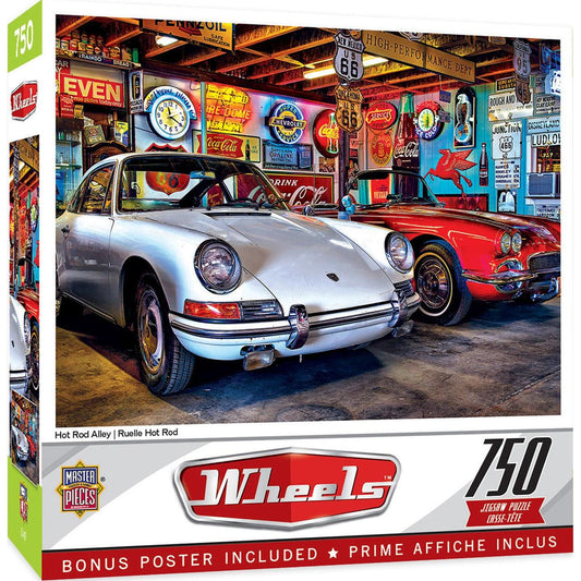 MasterPieces-Wheels - Hot Rod Alley - 750 Piece Puzzle-32069-Legacy Toys
