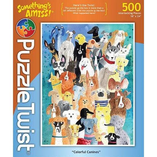Maynards-Puzzle Twist - Colorful Canines - 500 Piece Puzzle-10137-Legacy Toys