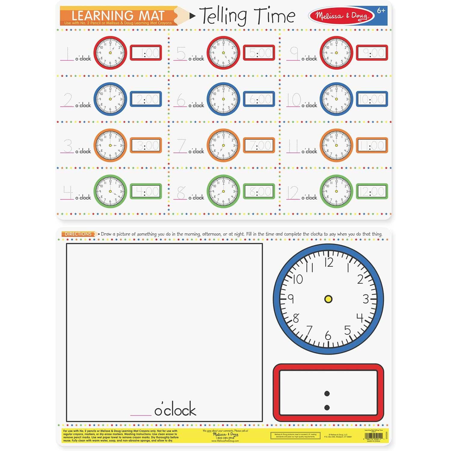 Melissa & Doug-Learning Mats-5011-Telling Time-Legacy Toys