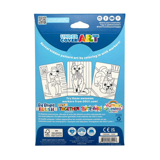 Ooly-Undercover Art Hidden Pattern Coloring Activity Art Cards - Dog Days-161-118-Legacy Toys
