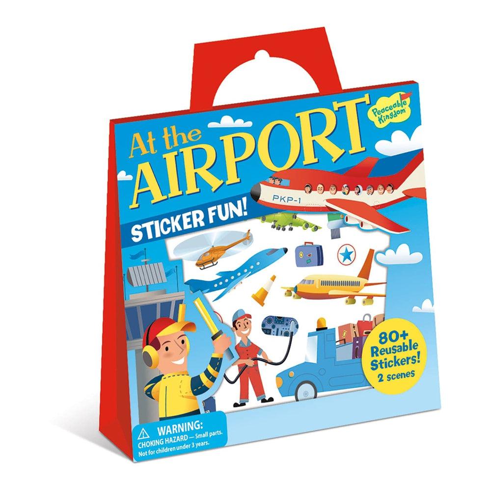 Peaceable Kingdom-At the Airport Reusable Sticker Tote-SP33-Legacy Toys