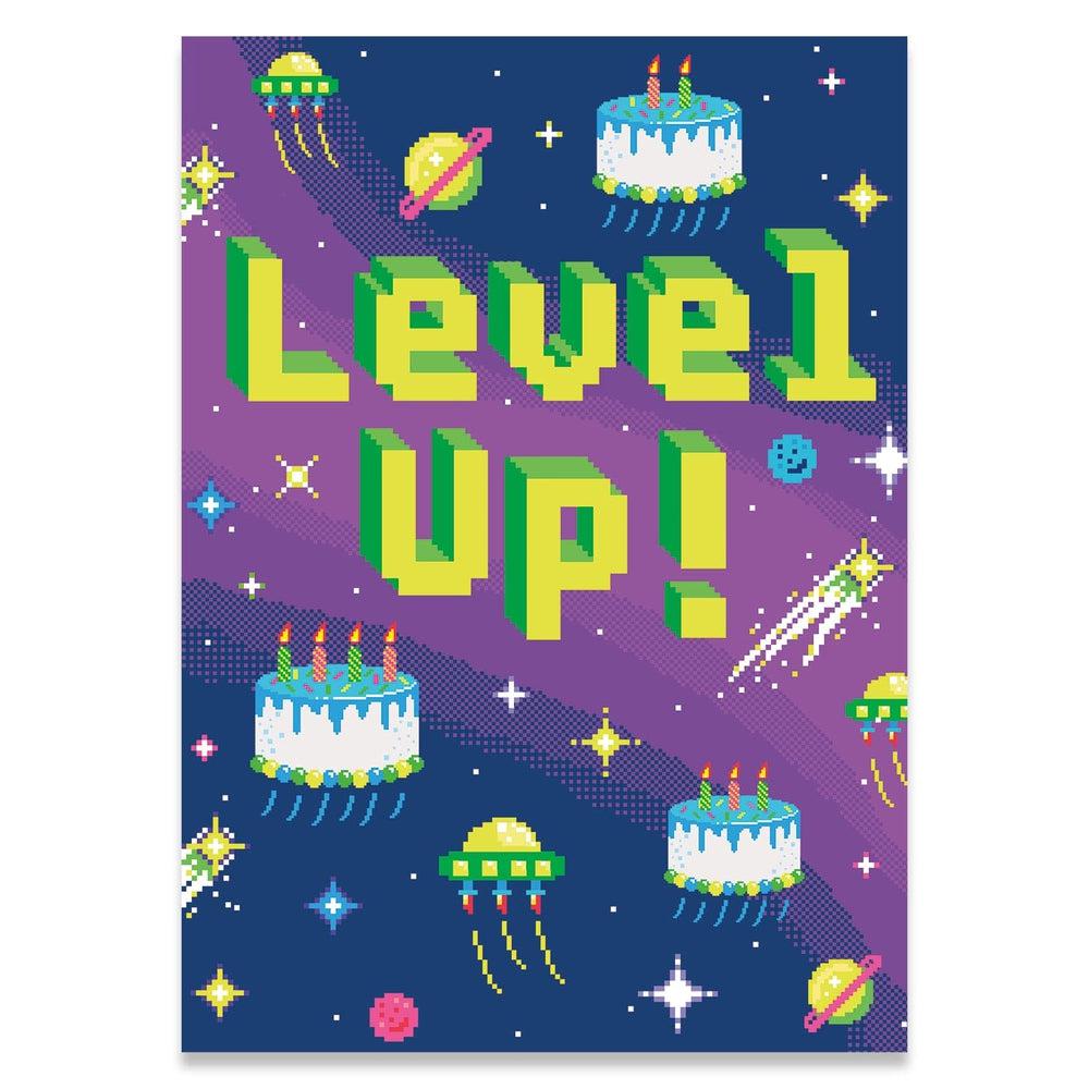 Peaceable Kingdom-Neon Birthday Card Level Up-5937NE-Legacy Toys