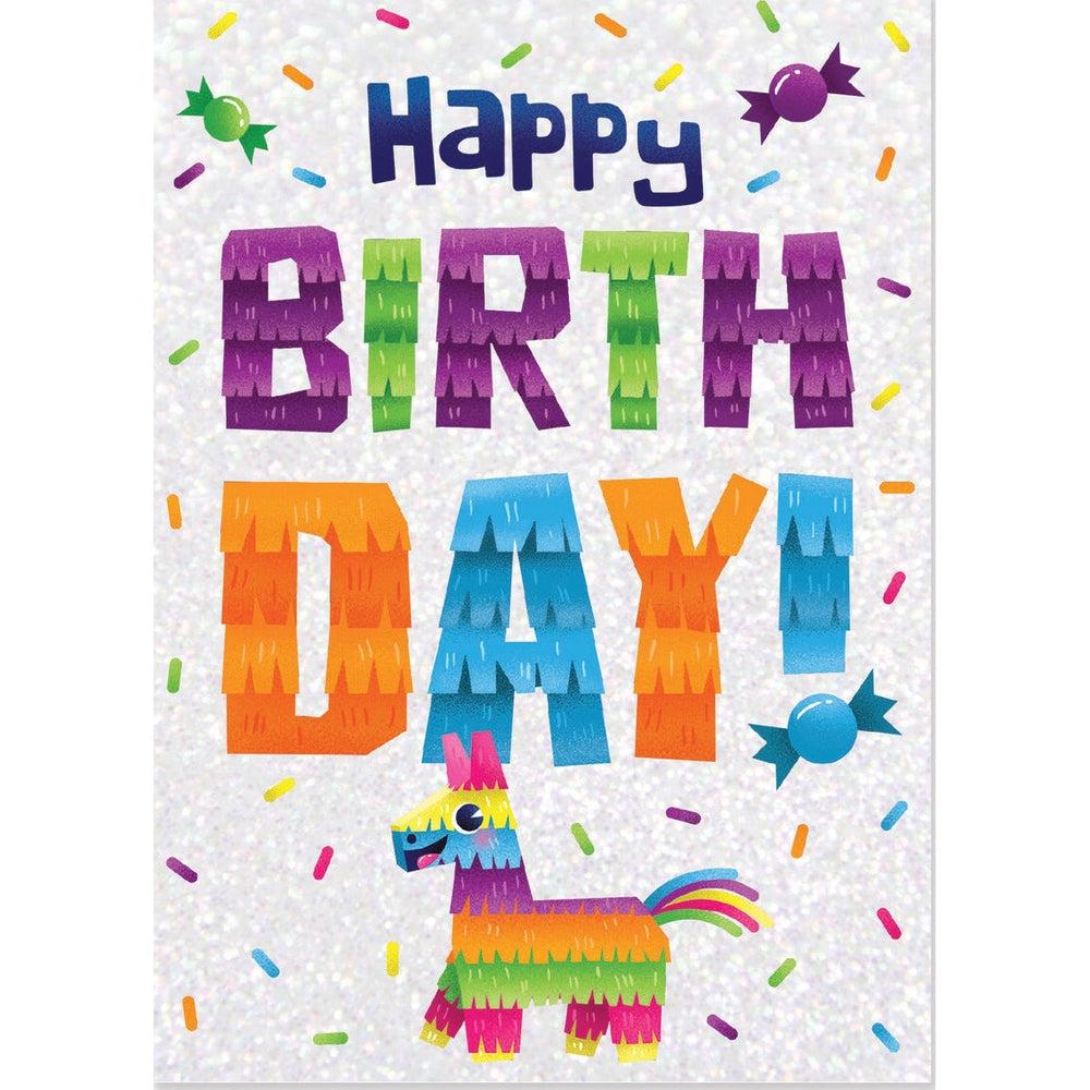 Peaceable Kingdom-Piñata Glitter Birthday Card Glitter Text-6802GL-Legacy Toys