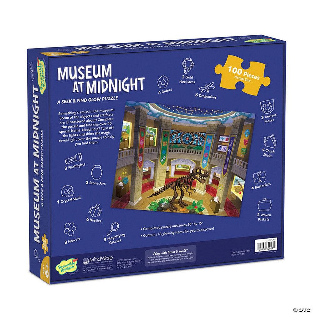 Peaceable Kingdom-Seek and Find Glow Puzzle - Museum at Midnight-PZ35-Legacy Toys