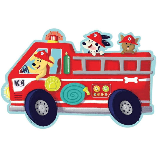Peaceable Kingdom-Shiny Fire Truck Pups Floor Puzzle - 39 Pieces-ws-pz19-Legacy Toys
