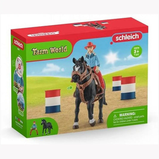 Schleich-Cowgirl Barrel Racing Fun-42576-Legacy Toys