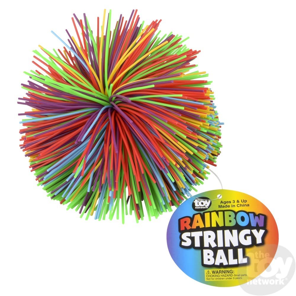 The Toy Network-3.5" Rainbow Stringy Ball-BA-RBPOM-Single-Legacy Toys
