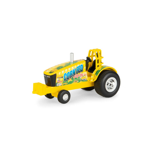 TOMY-Collect 'N Play - 1:64 Yellow Puller Tractor Corn Fed-47495-Legacy Toys