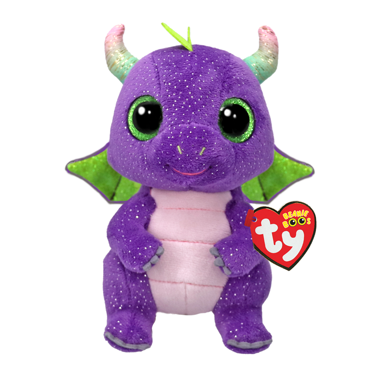 TY-Bean Boo's - Daphne the Purple Dragon - 6" Small-37362-Legacy Toys