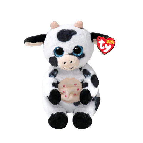 TY-Beanie Baby Bellies - Herdly the Cow - 8"-41287-Legacy Toys
