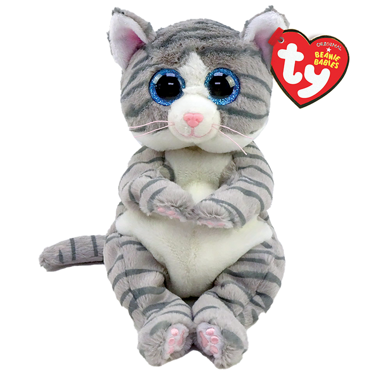 TY-Beanie Bellie - Grey Tabby Cat - 8" Small-40539-Legacy Toys