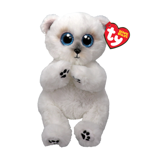 TY-Beanie Bellie - Wuzzy the White Bear - 8" Small-41500-Legacy Toys