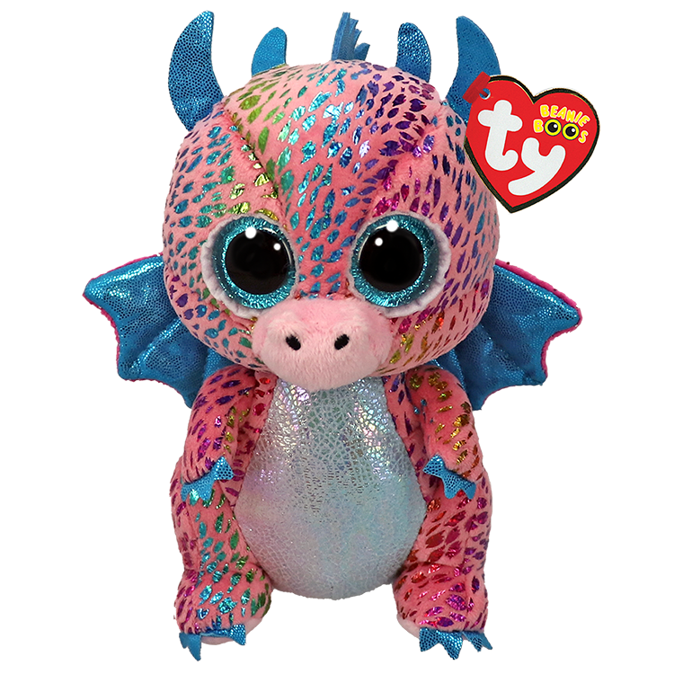 TY-Beanie Boo - Flint Multicolored Dragon - 6" Small-37346-Legacy Toys