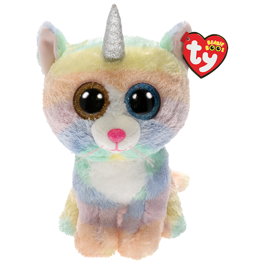 TY-Beanie Boo's - Heather the Cat-36454-Medium 13"-Legacy Toys
