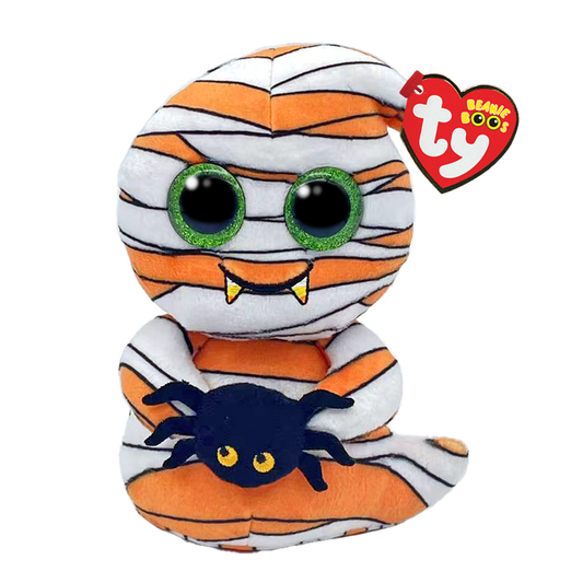 TY-Beanie Boo's - Mumford - Halloween Ghost w/Spider-37289-Legacy Toys