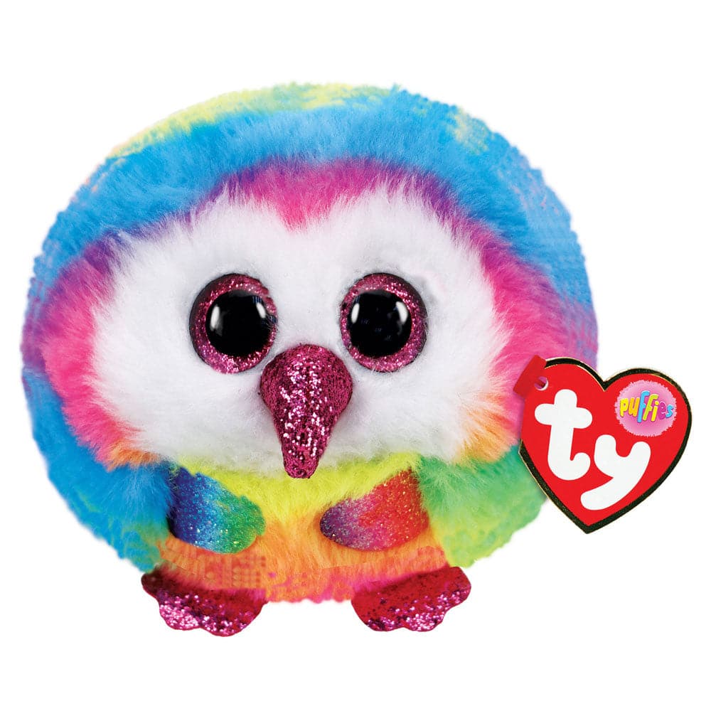 TY-Beanie Puffies 4" Ball-42504-Owen - Owl-Legacy Toys