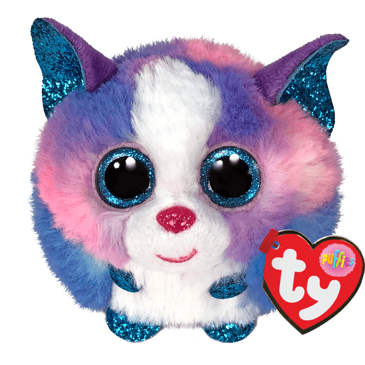 TY-Beanie Puffies 4" Ball-42521-Cleo - Husky (multi-color)-Legacy Toys