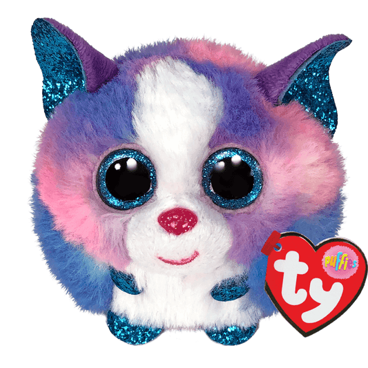 TY-Beanie Puffies 4" Ball-42521-Cleo - Husky (multi-color)-Legacy Toys