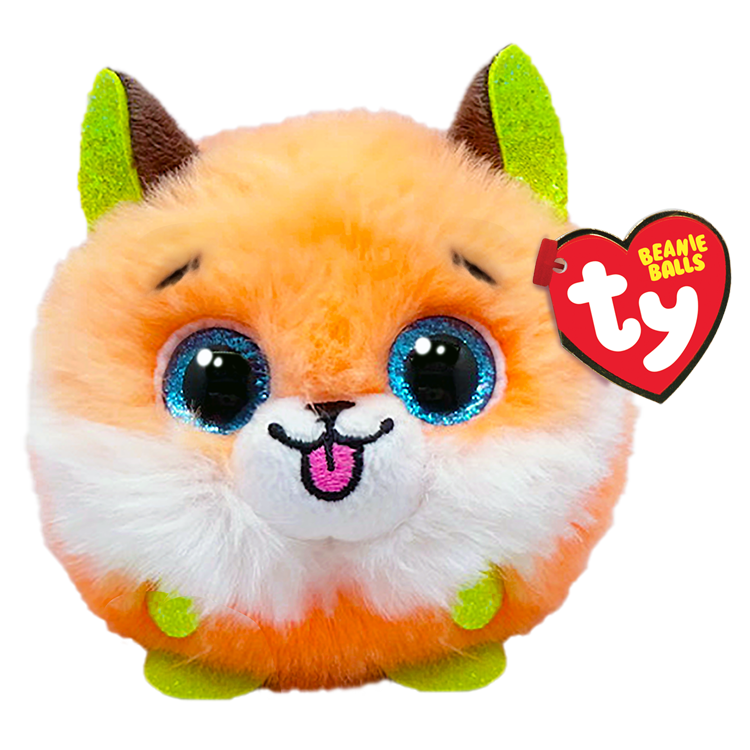 TY-Beanie Puffies 4" Ball-42542-Sherbet - Fox-Legacy Toys