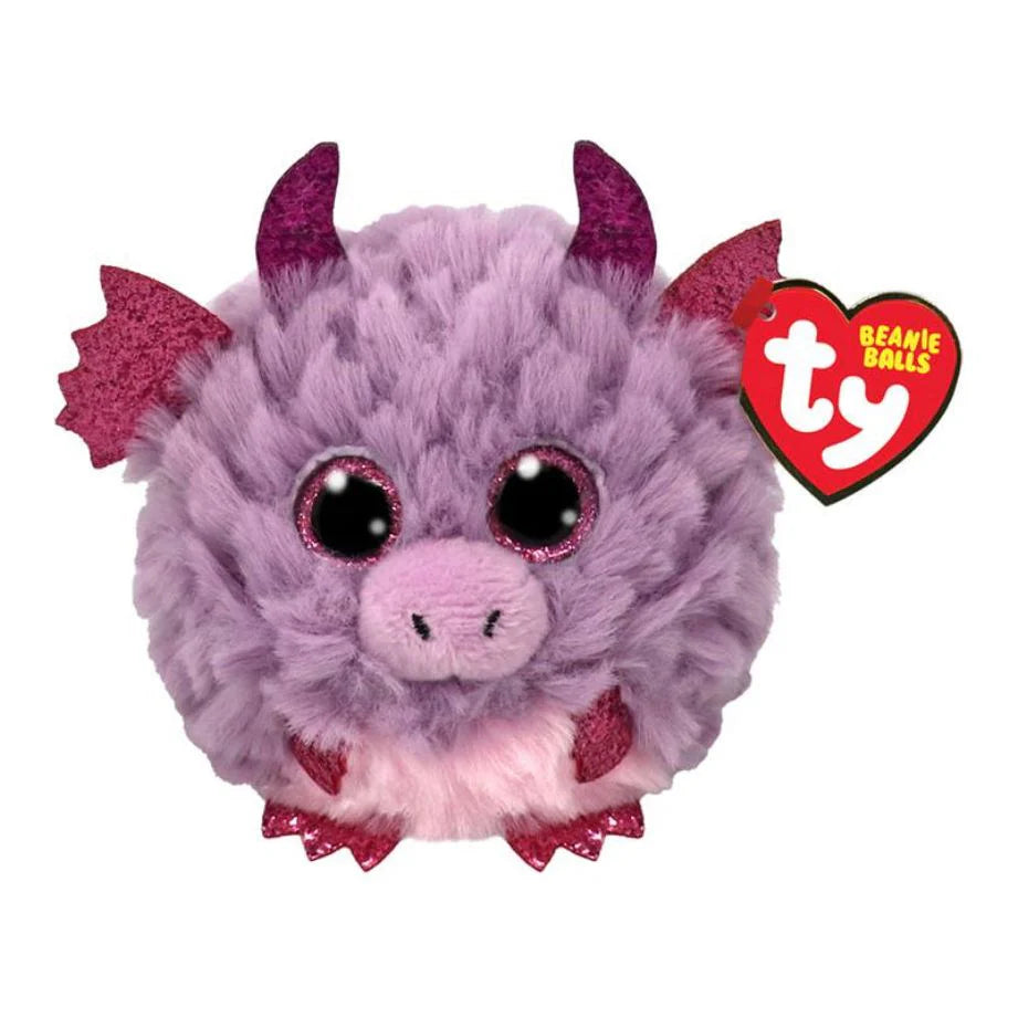 TY-Beanie Puffies 4" Ball - Spark - Purple Dragon-42557-Legacy Toys