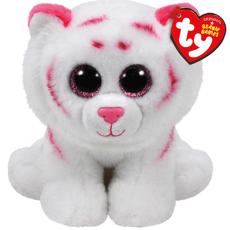 TY-Ty Classic Plush - Tabor - Pink and White Tiger - Small 8"-42186-Legacy Toys