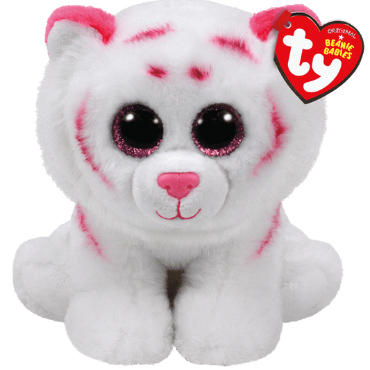 TY-Ty Classic Plush - Tabor - Pink and White Tiger - Small 8"-42186-Legacy Toys