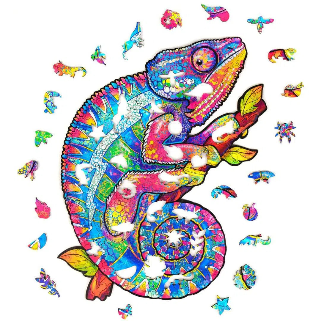 Unidragon-Iridescent Chameleon Wooden Puzzle--Legacy Toys